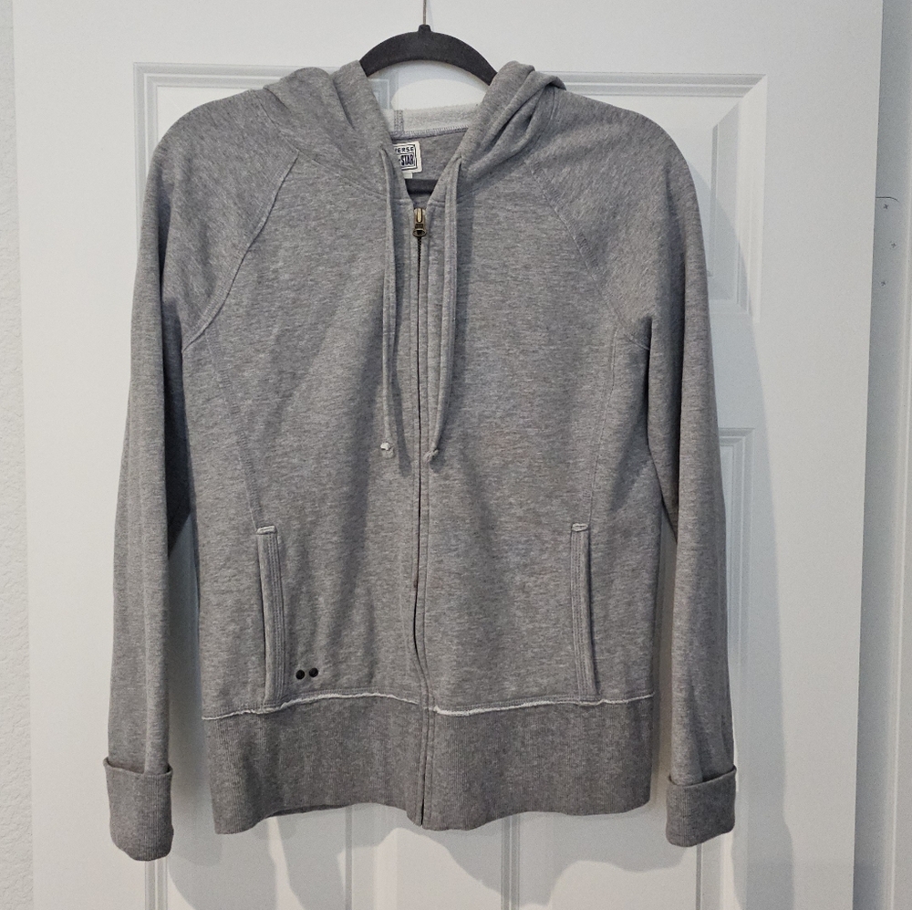 Converse One Star Full Zip Up Hoodie Sweatshirt Heather Gray Juniors XL Fits S M